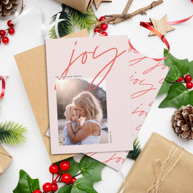 modern minimal calligraphy joy holiday card (Creator Uploaded)