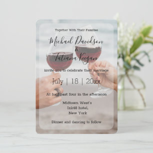modern minimal calligraphy wedding day photo  card