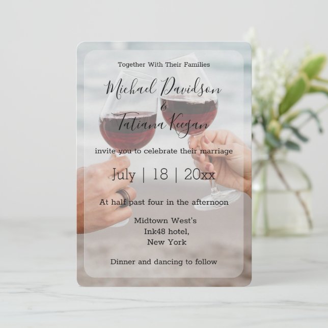 modern minimal calligraphy wedding day photo  card (Standing Front)