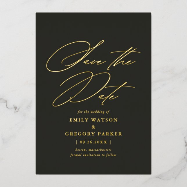 Modern Minimal Calligraphy Wedding Save The Date (Front)