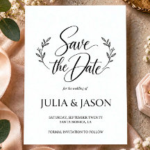 Modern Minimal Calligraphy Wedding Save the Date