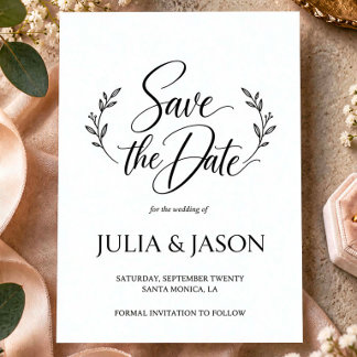 Modern Minimal Calligraphy Wedding Save the Date