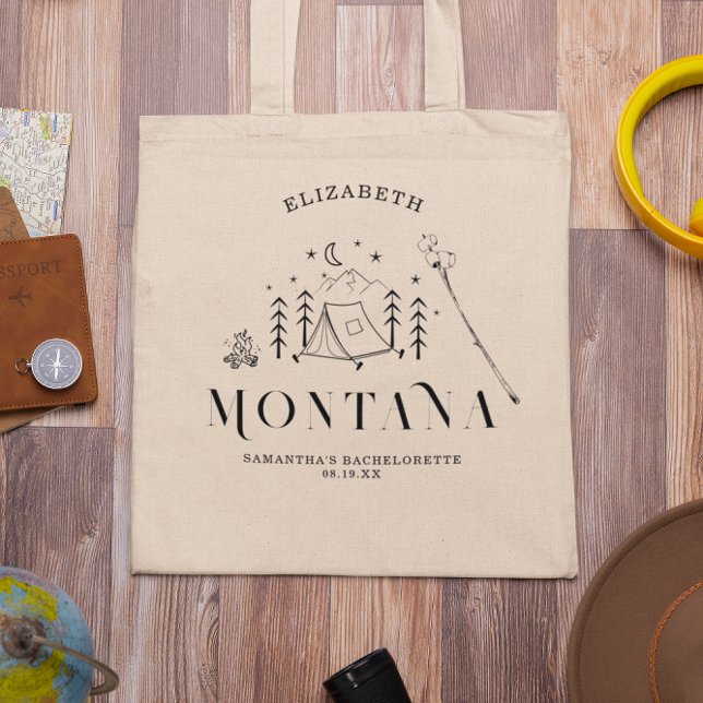 Modern Minimal Camping | Bachelorette Tote Bag (Creator Uploaded)