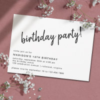 Modern Minimal | Casual Script Any Age Birthday