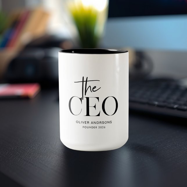 Modern Minimal CEO Personalized Boss Gift Two-Tone Coffee Mug (Creator Uploaded)