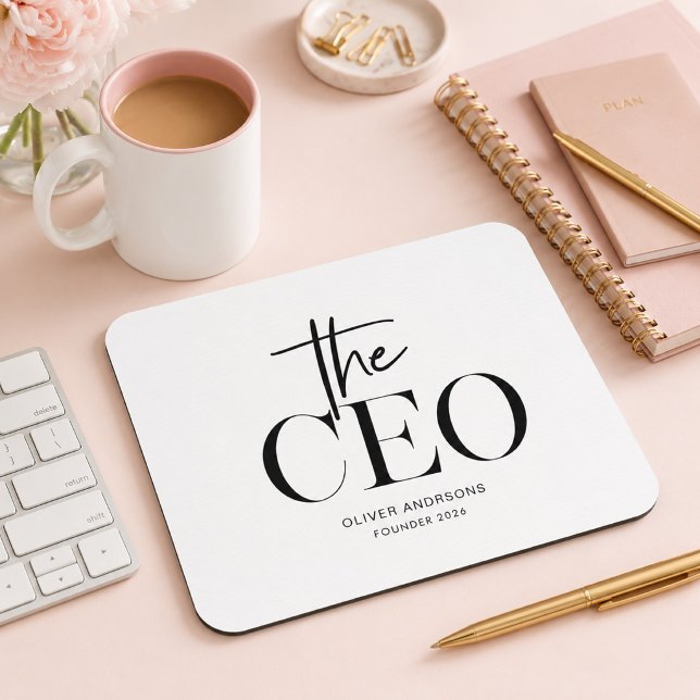 Modern Minimal CEO Personalized Mouse Pad (Creator Uploaded)