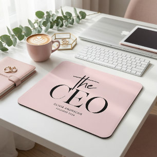 Modern Minimal CEO Personalized Pink Custom Mouse Pad