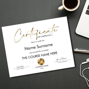 Modern Minimal Certificate of Completion Award