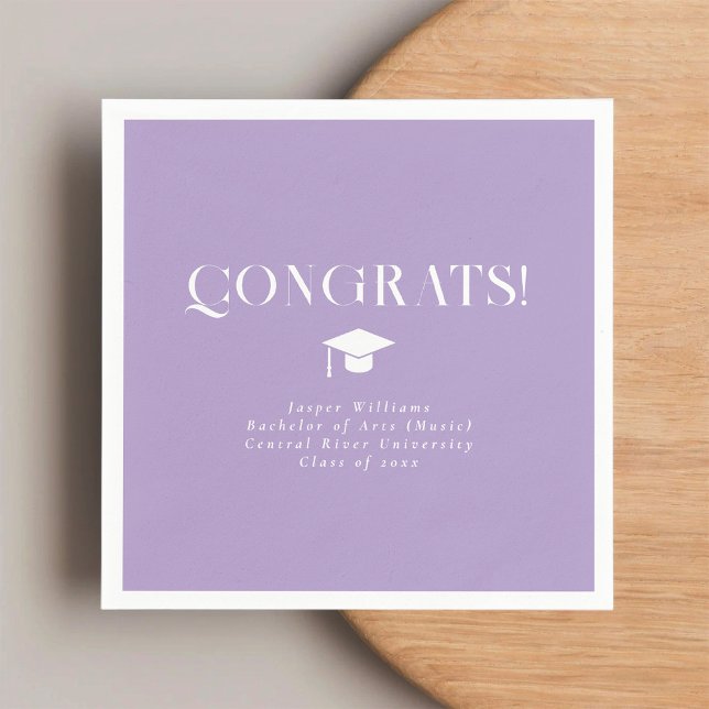 Modern Minimal Chic Graduation Party Lavender Napkin (Creator Uploaded)