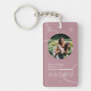 Modern Minimal Chic Music Player Photo Galentine Keychain