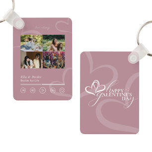 Modern Minimal Chic Music Player Photo Galentine's Keychain