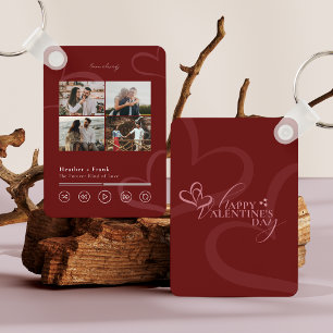 Modern Minimal Chic Music Player Photo Valentine's Keychain