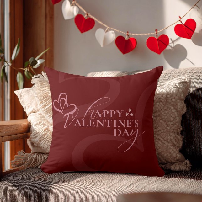 Modern Minimal Chic Music Player Valentine's Day Throw Pillow (Creator Uploaded)