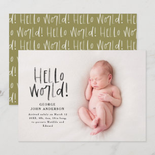 Modern minimal chic olive green typography photo announcement