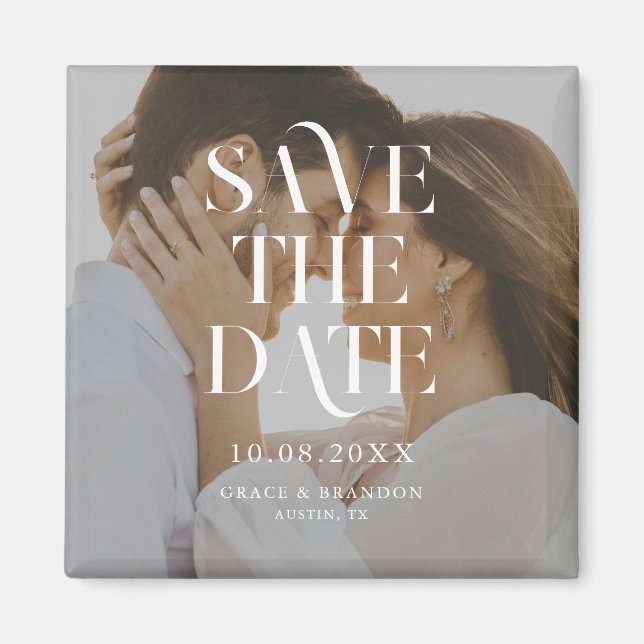Modern Minimal Chic Photo Wedding Save the Date Magnet (Front)