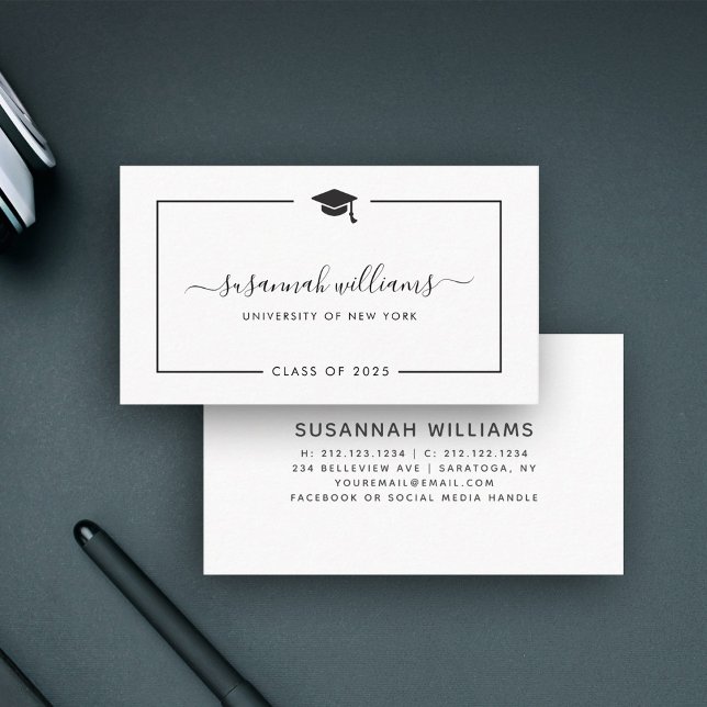 Modern Minimal Chic Script Graduation Calling Card (Creator Uploaded)