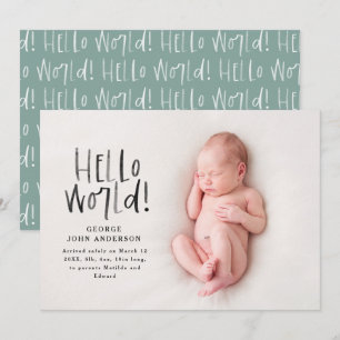 Modern minimal chic teal typography photo announcement