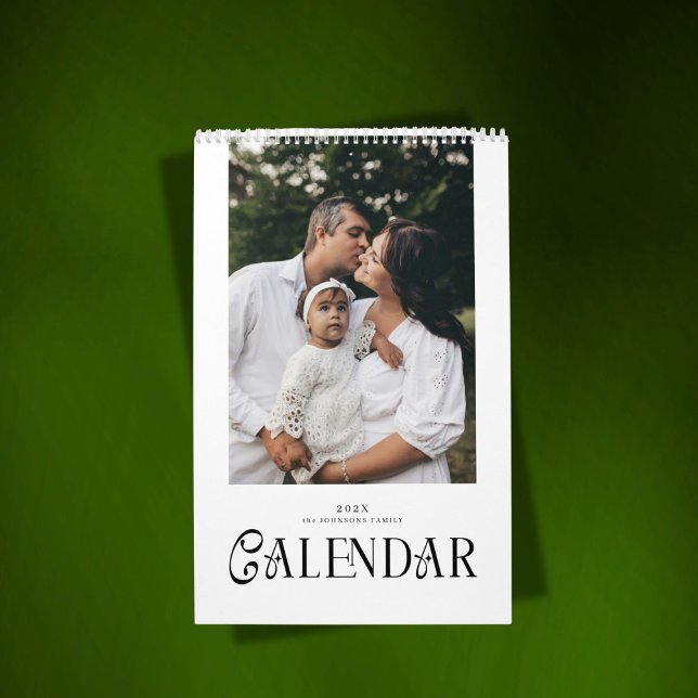 Modern Minimal Chic Typography Custom Family Photo Calendar (Creator Uploaded)