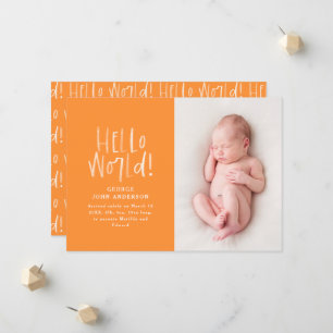 Modern minimal chic typography photo birth announcement