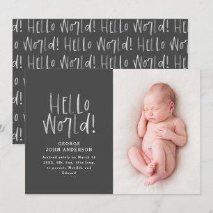 Modern minimal chic typography photo birth announcement