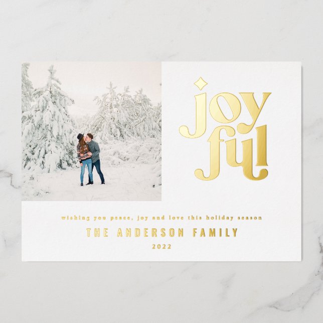 Modern minimal Christmas  Foil Holiday Card (Front)