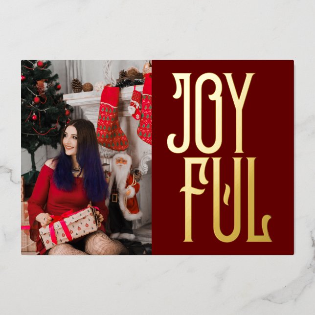 Modern minimal Christmas Foil Holiday Card (Front)