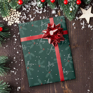 Modern Minimal Christmas Green Holiday Wrapping Paper