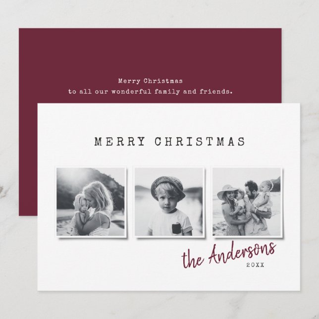 Modern minimal Christmas multi photo Holiday Card (Front/Back)