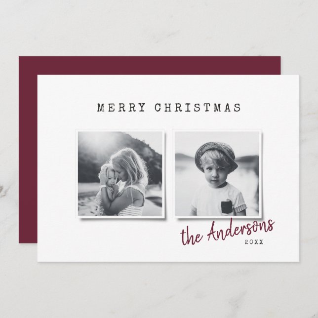 Modern minimal Christmas multi photo Holiday Card (Front/Back)