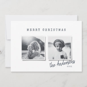 Modern minimal Christmas multi photo Holiday Card