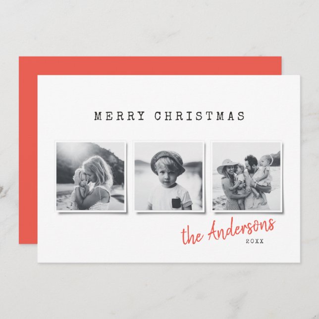 Modern minimal Christmas multi photo Holiday Card (Front/Back)