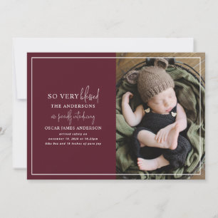 Modern minimal Christmas photo birth announcement