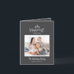 Modern minimal Christmas rustic photo Holiday Card<br><div class="desc">Modern minimal Christmas rustic stylish 1 photo holiday card. With modern hand drawn text and trees. Backer colour can be customized.</div>