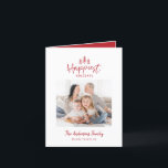 Modern minimal Christmas rustic photo Holiday Card<br><div class="desc">Modern minimal Christmas rustic stylish multi photo holiday card. With modern hand drawn text and trees. Backer colour can be customized.</div>