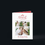 Modern minimal Christmas rustic red multi 1 photo Holiday Card<br><div class="desc">Modern minimal Christmas rustic stylish multi photo holiday card. With modern hand drawn text and trees. Red backer color can be customized.</div>