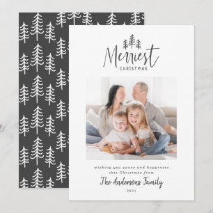 Modern minimal Christmas rustic stylish photo Holiday Card