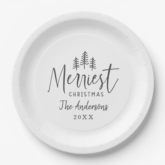 Modern minimal Christmas rustic typography  Paper Plate (Front)