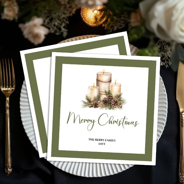 Modern Minimal Christmas Tree Custom Name Napkins (Modern Minimal Christmas Tree Custom Name Napkins)