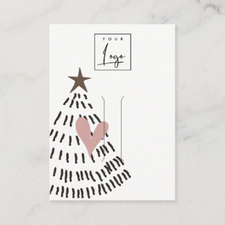 Modern Minimal Christmas Tree Heart Hairpin Logo Business Card