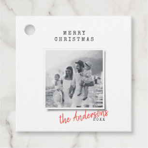 Modern minimal Christmas vintage indie photo Favour Tags