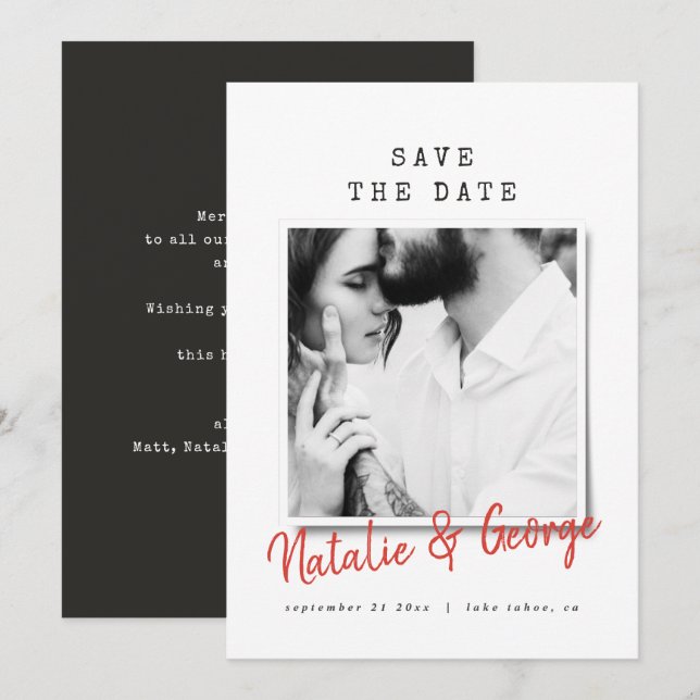 Modern minimal Christmas vintage indie photo Holiday Card (Front/Back)