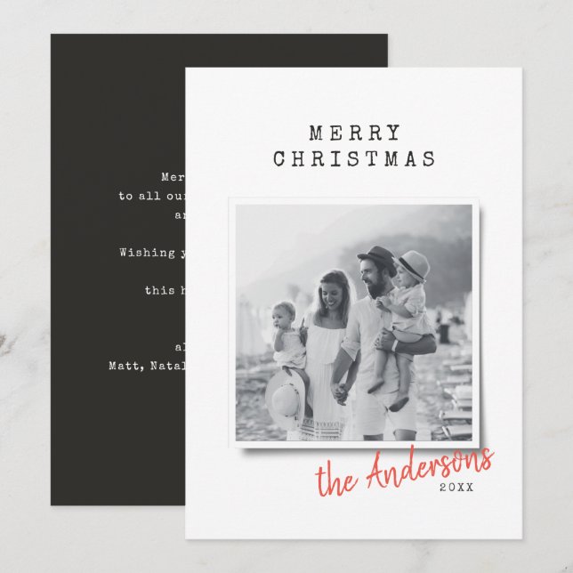 Modern minimal Christmas vintage indie photo Holiday Card (Front/Back)