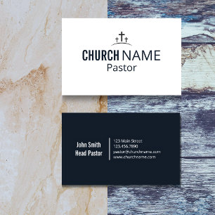 Modern Minimal Church Pastor Three Cross Business Card