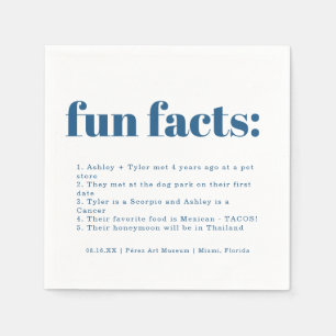 Modern Minimal Classic Blue   Fun Facts Wedding Napkin
