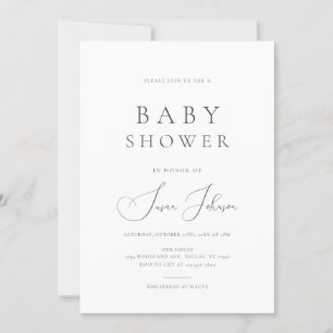 Modern Minimal Clean and Classic Baby Shower Invitation