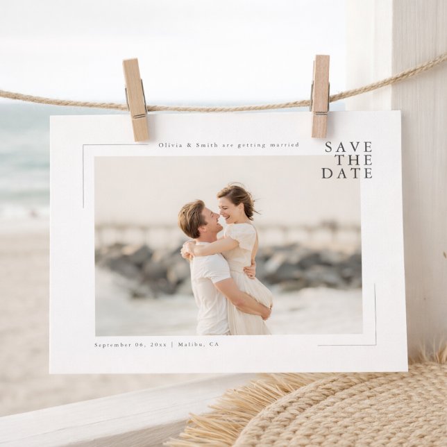 Modern Minimal Coastal Photo Wedding Save the Date (Créateur téléchargé)