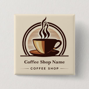 Modern Minimal Coffee Shop professional  shop 2 Inch Square Button