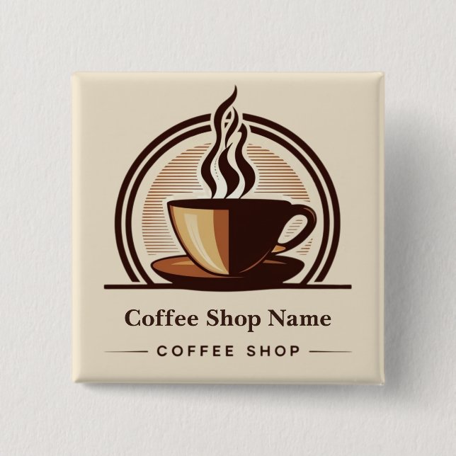 Modern Minimal Coffee Shop professional  shop 2 Inch Square Button (Front)