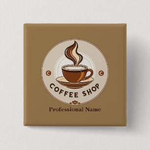 Modern Minimal Coffee Shop professional shop 2 Inch Square Button