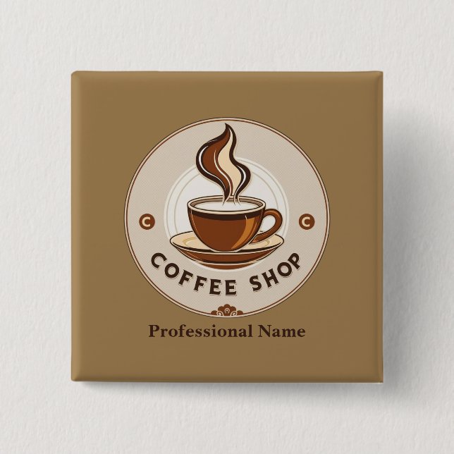 Modern Minimal Coffee Shop professional  shop 2 Inch Square Button (Front)